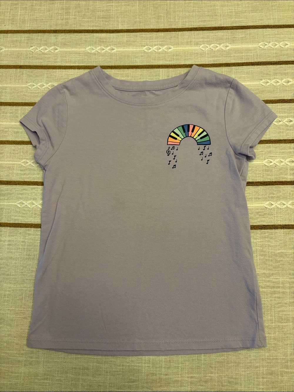 Cat & Jack Lavender Tee with Rainbow Piano Graphic